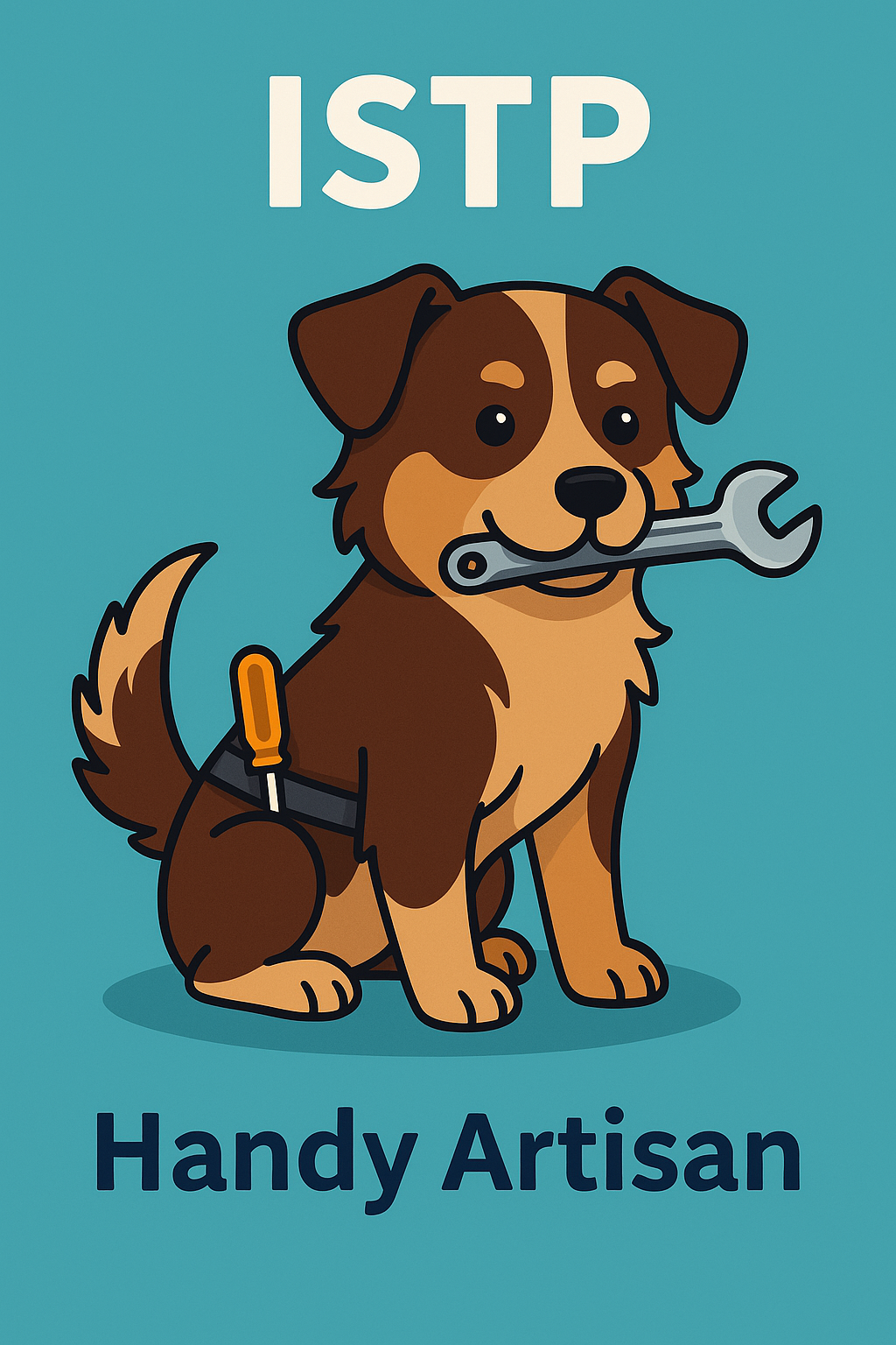 alt="ISTPタイプの犬のイラスト"