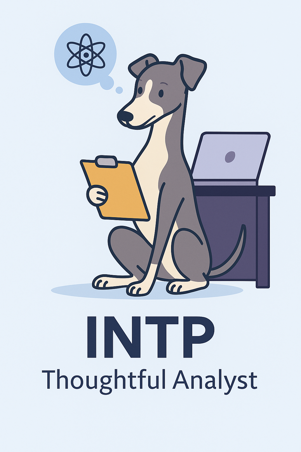 alt="INTPタイプの犬のイラスト"